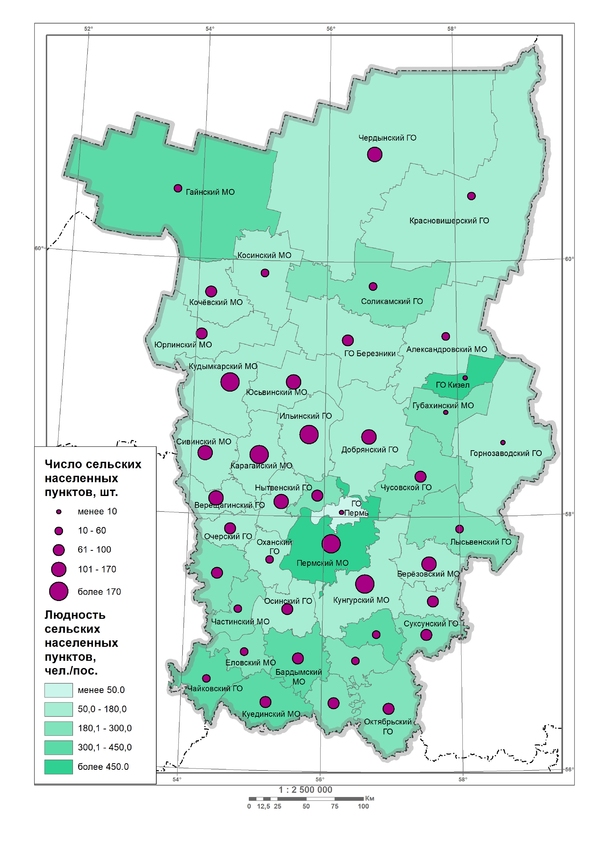 Сельское расселение Пермского края 2010